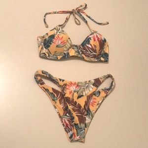 Yellow tropical boho bikini